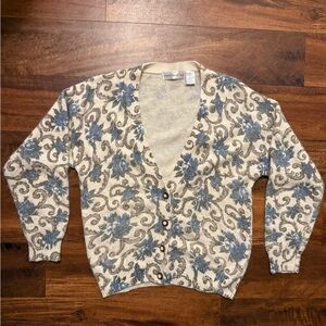 Vintage Floral Patterned Cardigan Sweater